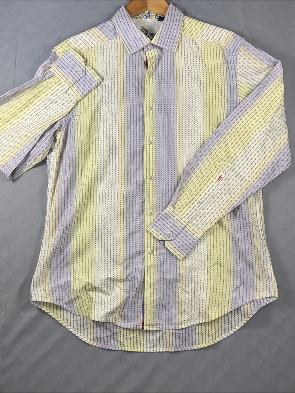 Robert Graham Shirt Mens Large Multicolor Stripe Long Sleeve Flip Cuff Button Up